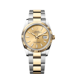 Load image into Gallery viewer, Rolex Datejust 36mm 2 Tone 18k Yellow Gold &amp; Stainless Steel Champagne Dial Fluted Bezel Oyster Watch 126233
