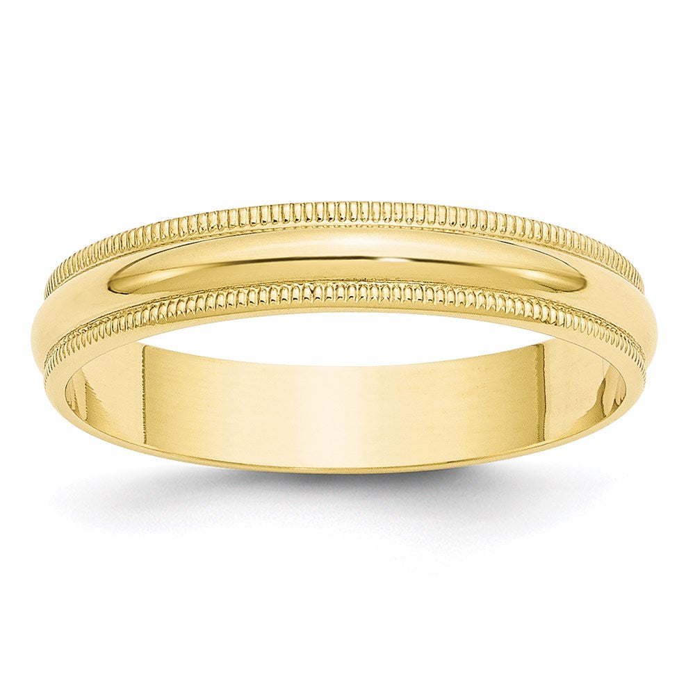 10KY 4mm LTW Milgrain Half Round Band Size 10.5