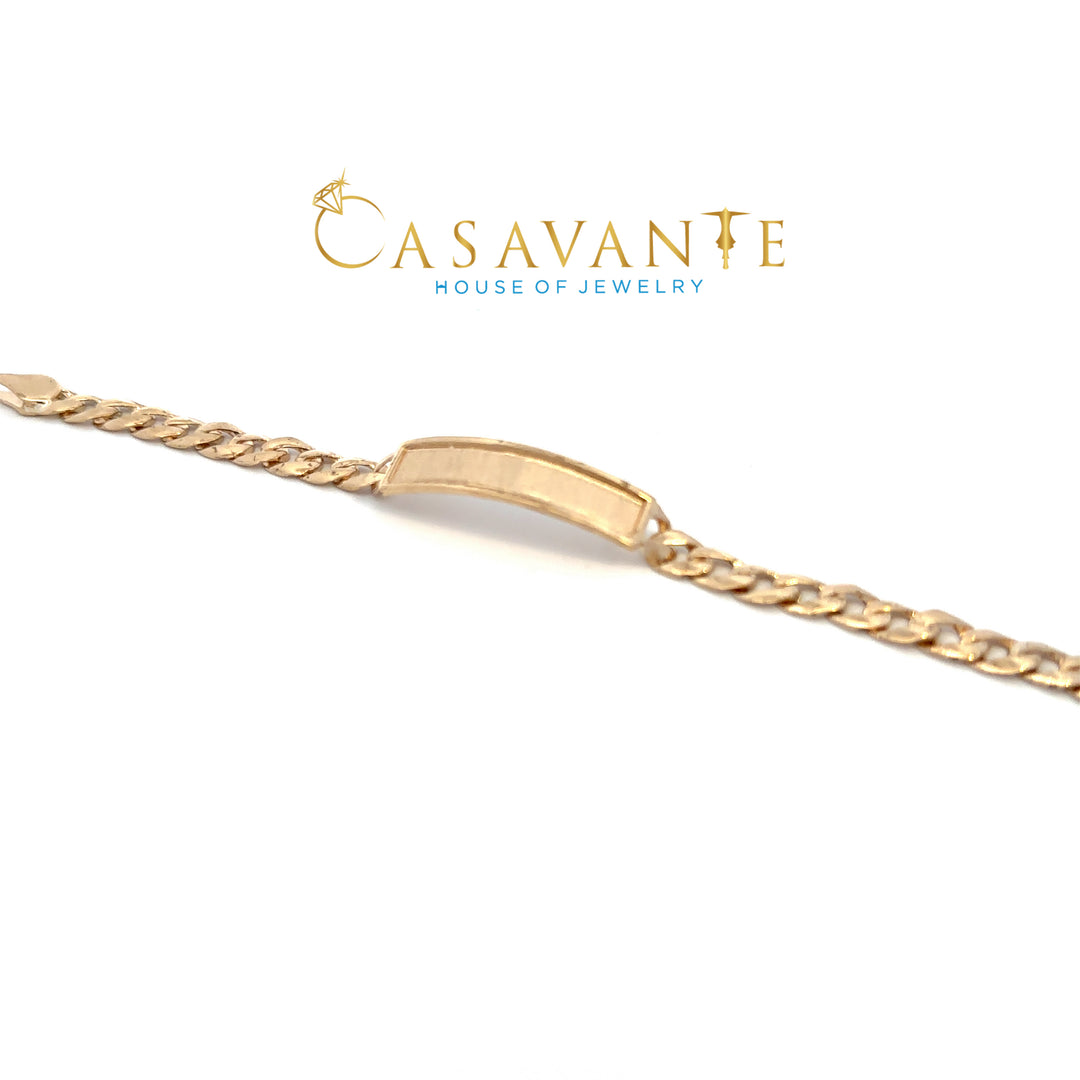 14k yellow gold name plate bracelet.