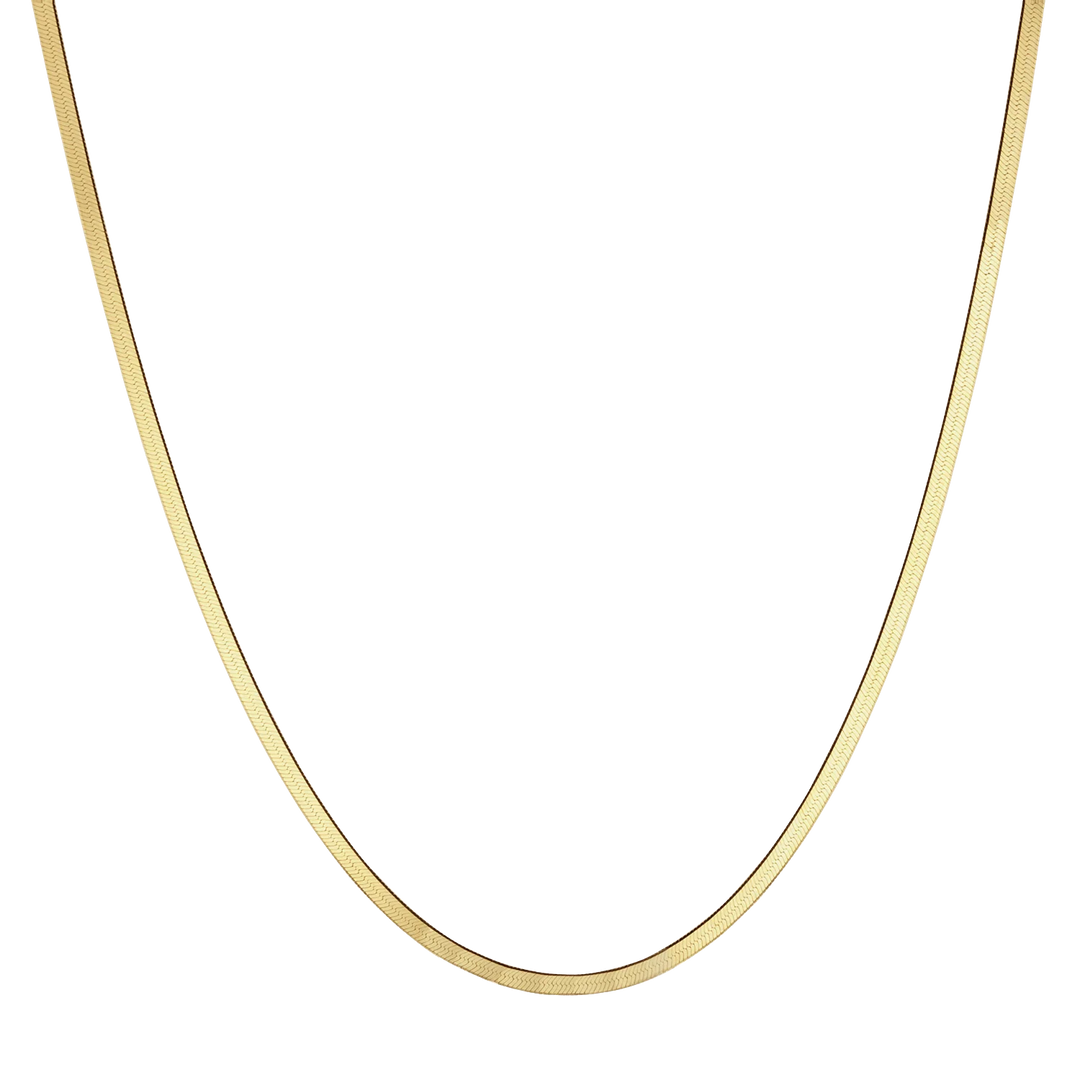 14K Solid Yellow Gold Herringbone Chain 16 Inches 2.5mm