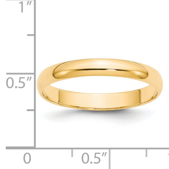 14KY 3mm LTW Half Round Band Size 7