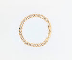 Load image into Gallery viewer, 10k yellow gold flat curb link bracelet with white gold diamond cuts. 7 inch 6mm
