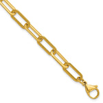 Load image into Gallery viewer, Stainless Steel Polished Yellow IP Open Paperclip Link 7.75in Chain Bracel
