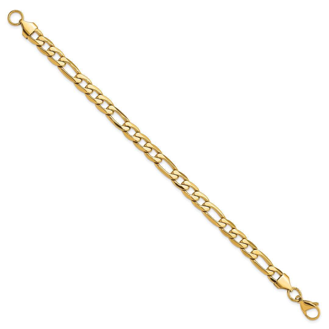 Stainless Steel Polished Yellow IP-plated 7.50mm Figaro 8.25in Bracelet
