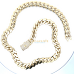 Load image into Gallery viewer, 10k yellow gold Cz ( on lock ) Monaco chain 24 inches / 9mm

