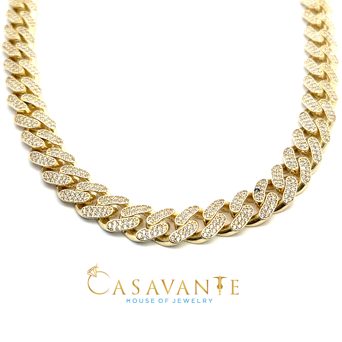 10k yellow round Monaco chain / 22 inches / 11mm.