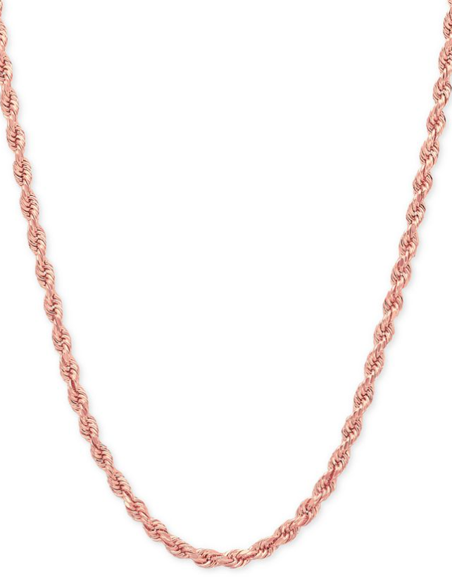 10k Solid gold rose tone rope chain. 22 inch 3mm
