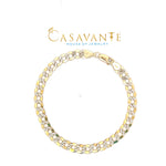 Load image into Gallery viewer, 14K Two Tone Flat Curb White Diamond Cut Bracelet 6mm 8 Inches
