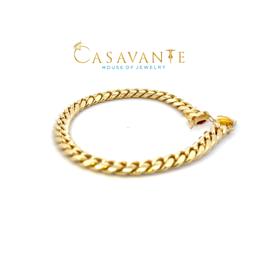 14k Yellow gold solid Cuban bracelet 7.5 inches