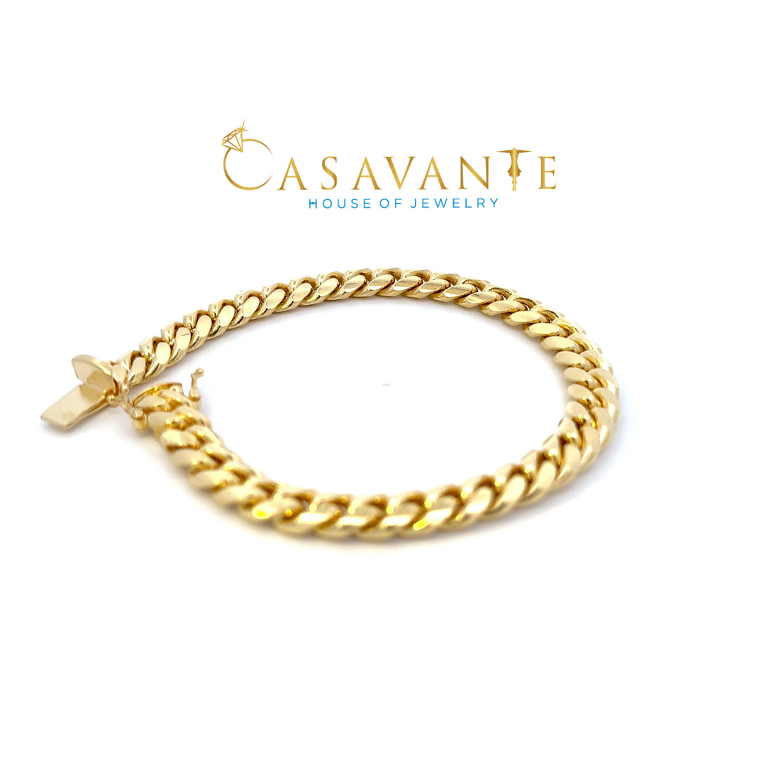 14k Yellow gold solid Cuban bracelet 7.5 inches