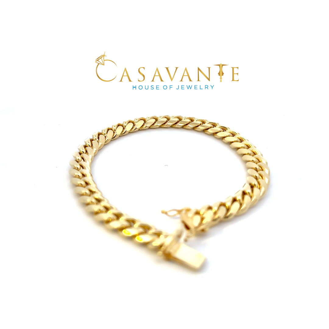 14k Yellow gold solid Cuban bracelet 7.5 inches